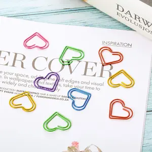100 Pieces Colorful Paper Clips Metal Heart Paperclips for Office Stationery School Supplies