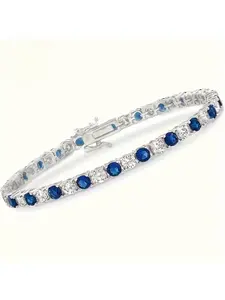 Luxurious Italian 925 Sterling Silver 5A CZ Bracelet, Italian Designer Meticulously Handcrafted Bangle, Tarnish Resistant Healing Jewelry, Perfect Anniversary Gift for Women, Spring Statement Jewelry for Banquet Party Daily Wear Popular Gift