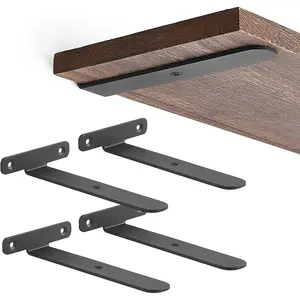 4 Pack Shelf Brackets Black Heavy Duty Metal  L Bracket for Shelves Support, Minimalistic Floating Shelf Bracket 4 Inch Rustic Industrial Wall Shelf Brackets