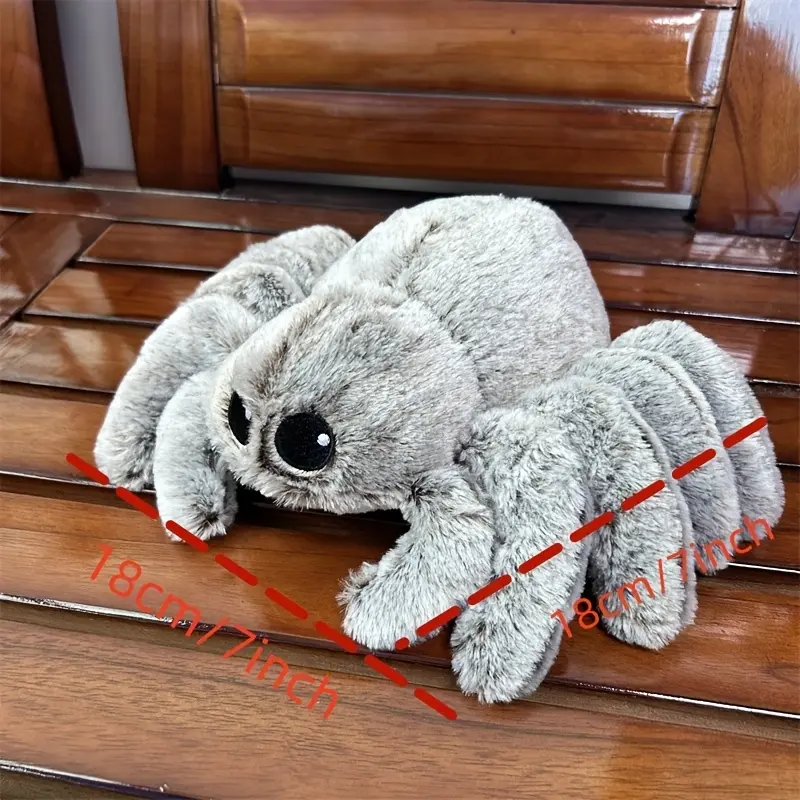 Soft and Cuddly Gray Simulation Spider Stuffed Toy, Easy to Display, Perfect Gift for Christmas