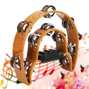 Double Row Handbell Tambourine Metal Jingles with Ergonomic Grip Percussion Instrument Double Row Handbell Tambourine Metal Jingles with Ergonomic Grip Percussion Instrument