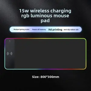 XXL Gaming Mouse Pad with MagneticWireless Charging, RGB Black Mousepad DeskMat with 15W Fast Charger, Waterproof LaptopWriting for Office, Home, Gaming Desktop Accessory Spring