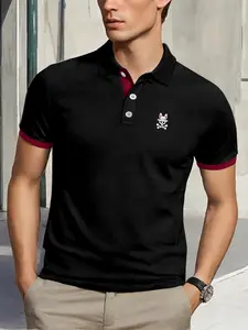 Men's Summer Short Sleeve Polo Shirt with Rabbit Pattern, Breathable Casual Fit, Casual Comfortable Fitted Business Collar Top, Perfect Gift for Daily Wear
