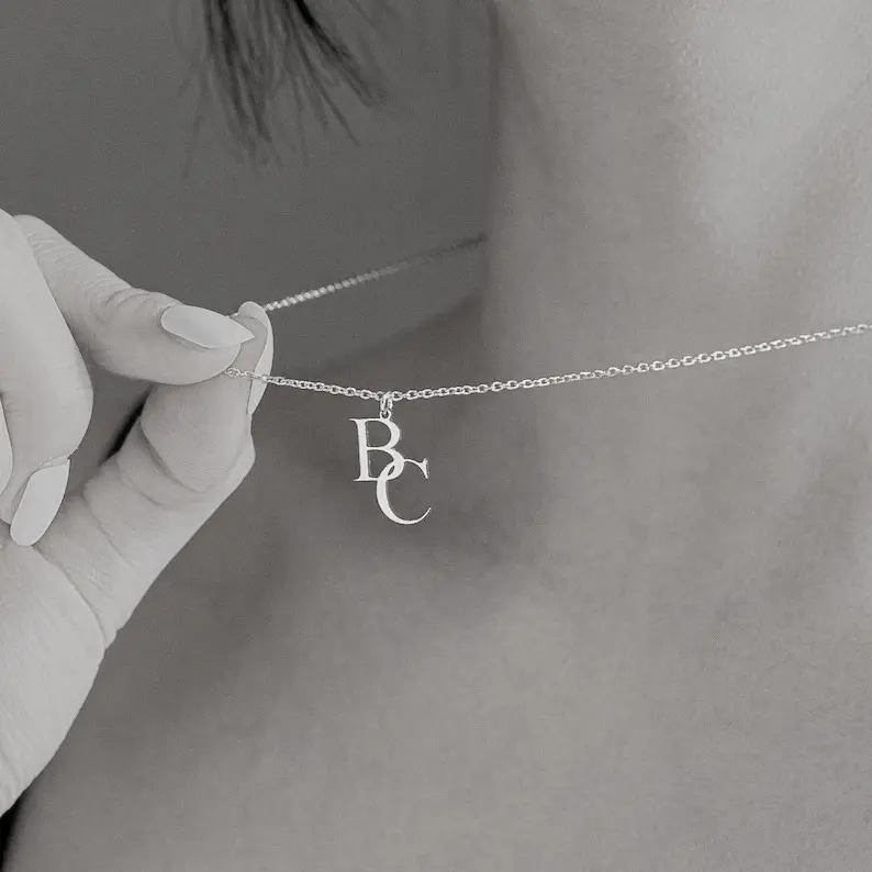 AS184 Custom Interlocking Initial Necklace, Combined initials Gold Couple Monogram Pendant, Personalized His and Hers Letter Jewelry, Anniversary Gift for Girlfriend, Valentine's Day Present Customized Two Initials Necklace Gold Rope Chain AS184 Custom Interlocking Initial Necklace, Combined initials Gold Couple Monogram Pendant, Personalized His and Hers Letter Jewelry, Anniversary Gift for Girlfriend, Valentine's Day Present Customized Two Initials Necklace Gold Rope Chain