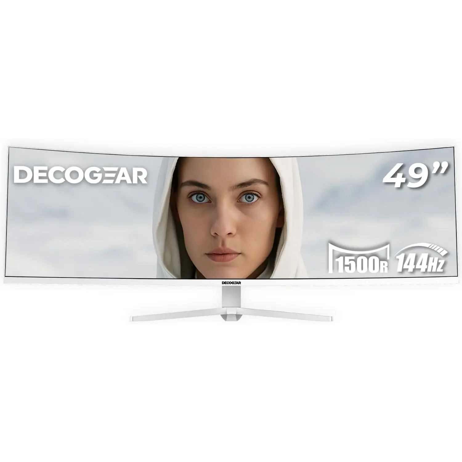 Deco Gear 49" Curved Ultrawide Gaming Monitor | 32:9 | 3840x1080 | 144Hz | 3000:1 | E-LED | 2 HDMI | 2 Display Port - Exclusive White Edition, an American-Owned & Operated Company
