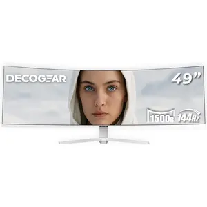 Deco Gear 49" Curved Ultrawide Gaming Monitor | 32:9 | 3840x1080 | 144Hz | 3000:1 | E-LED | 2 HDMI | 2 Display Port - Exclusive White Edition, an American-Owned & Operated Company