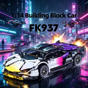 Build & Drive 1:14 RC Sports Car Building Kit – Remote Control Supercar Model, 1:14 Scale DIY Building Blocks Set, LED Racing Car Gift for Teens & Older Kids, Birthday STEM Project