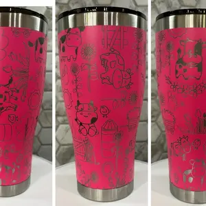 30oz Cow Farm Tumbler Matte Stainless Steel Travel Mug with Cow Engraving Laser Etched Drinkware Reusable Engraved Bottle Water Bottles