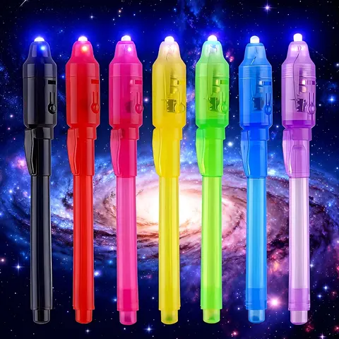 Magic Light Pen, Glow Pen Set, Cool Pens, 3/7 Counts/Set Invisible Ink Pen With UV Lamp, Colored Markers, Artist Drawing Pen, Stationery Supplies