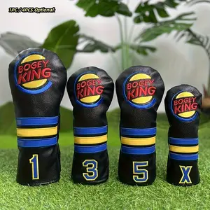 Blue King Series Golf Club Head Covers, Golf Accessories, Durable PU Material, Dust-Proof Design, Ideal Gift for Golf Enthusiasts & Unisex Accessory