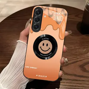 Cute Smile MagSafe Case for【Galaxy S25】 | Glitter Gradient Phone Case with Lens Protection | Cute Aesthetic Accessory.666