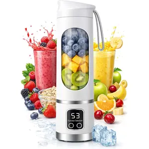 Portable 16oz Wireless Juicer, Portable Blender Personal Electric-Digital Multimode Smart LED Display, 3 Speed12-Blade Fresh Juice Bottle, USB Rechargeable for Shakes and Fruit Juice