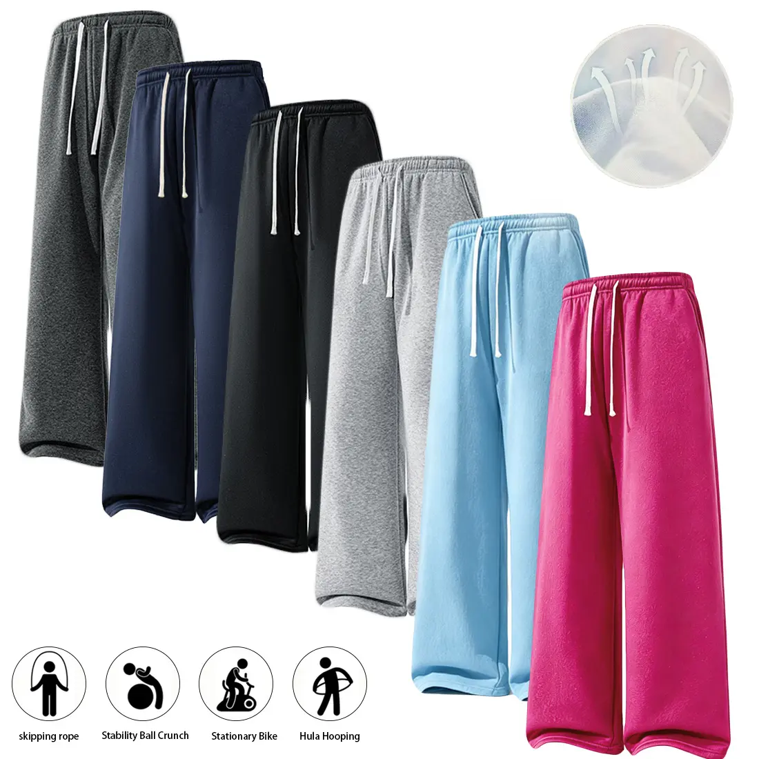 Women’s classic straight-leg athletic pants | Casual pants, streetwear, women’s trousers, suitable for jump rope, yoga, hula hoop, and everyday casual exercise — no back pockets design