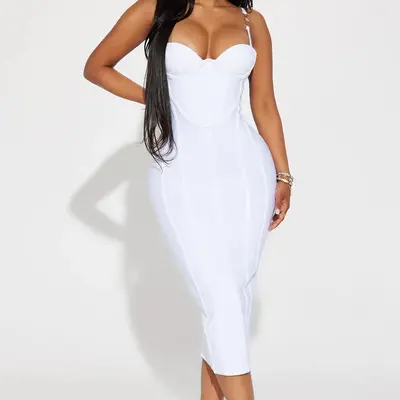 Bodycon Knee Length White Dress for Graduation - TikTok Shop