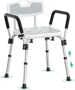 Shower Chair for Elderly & Disabled, 10 Min Installation, Heavy Duty Bath Chair with Pad, 6 Adjustable Height Shower Seat for 5'1"-6'4" Users
