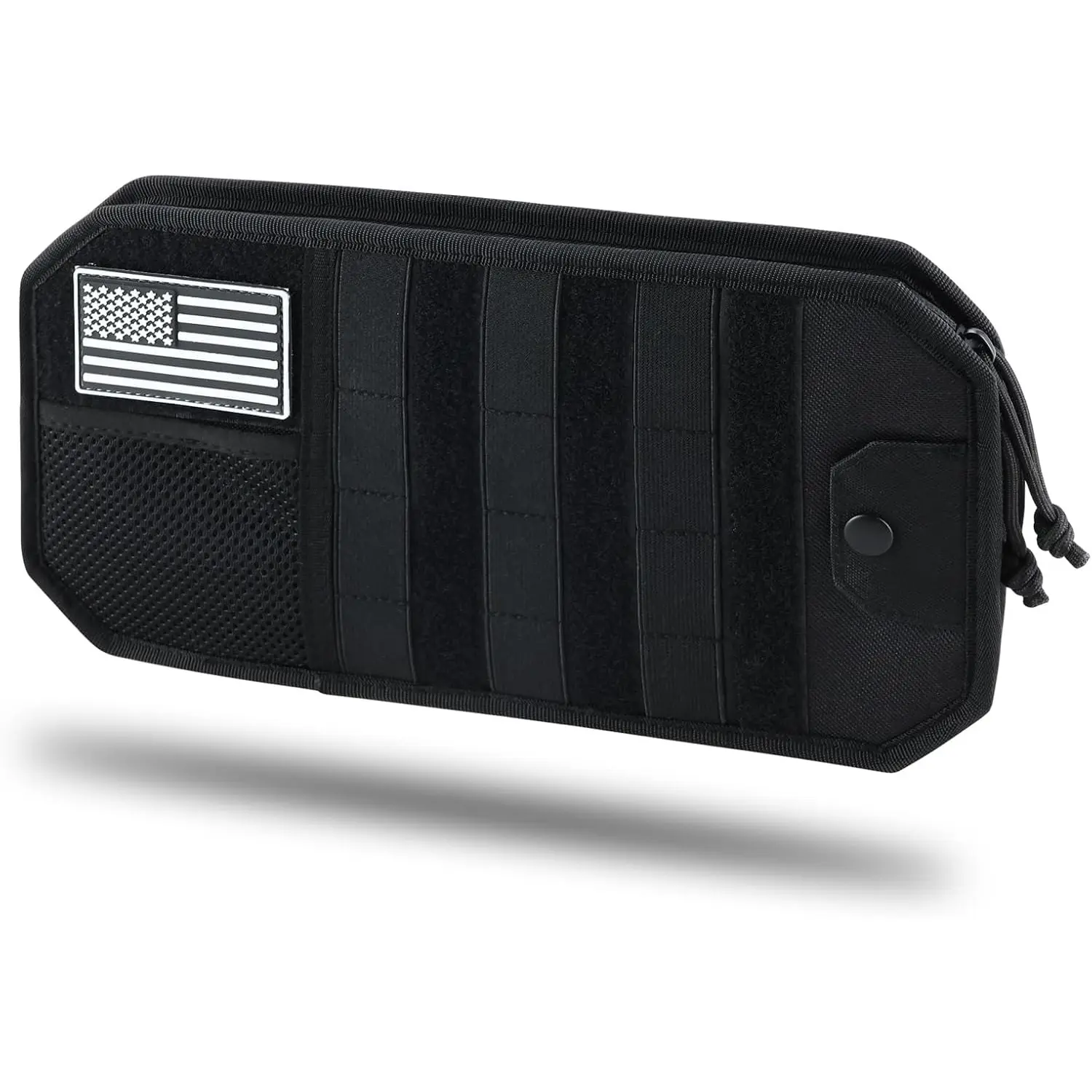 Tactical Auto Interior Organizer - Car Sun Visor Storage with MOLLE Panel, Zipper Pouch, Glasses Clip & Hook and Loop, Semi-Rigid Car Organization Supplies, Universal for Trucks, SUVs, Jeeps, Patrol Vehicles