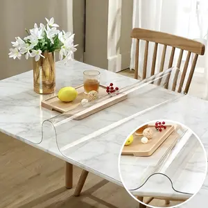 Waterproof PVC Table Mat – Clear Soft Glass Protector, Anti-Slip & Heat Resistant, Easy Clean Plastic Tablecloth for Kitchen Dining Desk Decor, Durable Transparent Cover, Modern Home Essentials