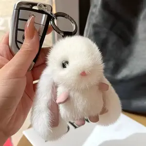 Big-eared rabbit imitation mink hair pendant cute little rabbit pendant doll car keychain bag