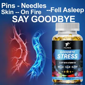 Goodbye Stress Capsules – 5-HTP 200mg with Vitamin B6 & Magnesium for Nervous System Health  – Promotes Relaxation, Mood Balance & Calm Energy  – 120 Softgels