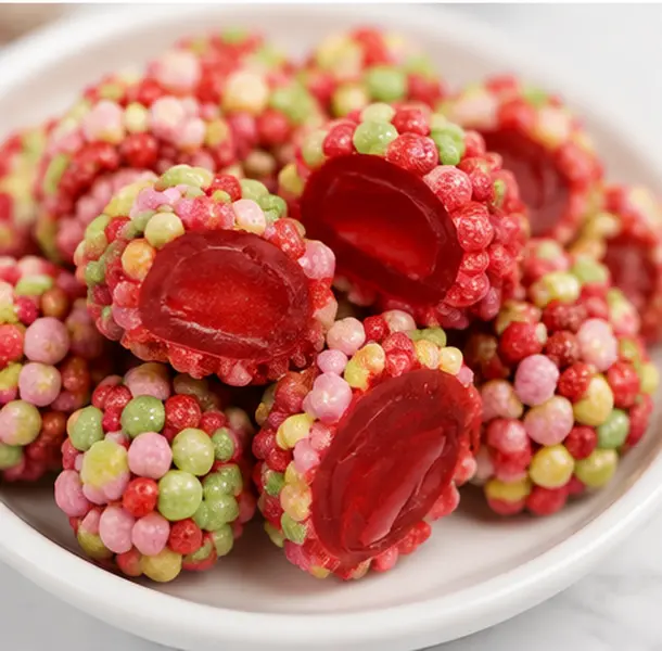 Strawberry Punch Gummy Candy, 7.15 oz Resealable Stand-Up Bag, Crunchy Outside, Chewy Gummy Center & Juicy Filling, Candy for Sharing, Parties & Game Night