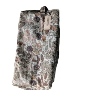 Mushrooms and Snails Anything Bag - Natural Design with Gold Colored Hardware, 5" x 5" x 10", Machine Washable, Quilted Cotton, Fully Lined