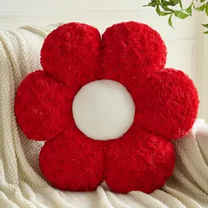 Flower Pillows, Decorative Throw Pillow with Soft Plush for Couch, Flower Shaped Pillow Home Decor Daisy Pillow for Bed (Red, 19.6 Inches)