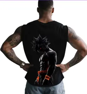 Dark Goku sleeveless tank – bold anime design with glowing red aura, perfect for gym beasts and TikTok anime streetwear trends