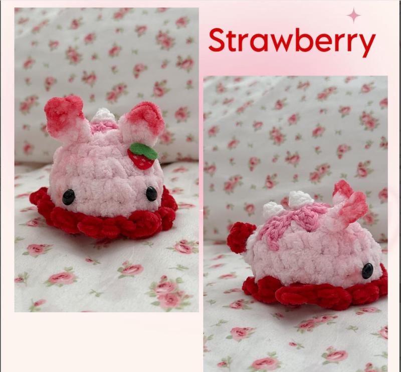 Cute Crochet Dessert Sea Bunnies Handmade Plush in Sweet Flavors Ultra Soft Fluffy Yarn Mini Size Perfect for Desk Decor Kawaii Lovers