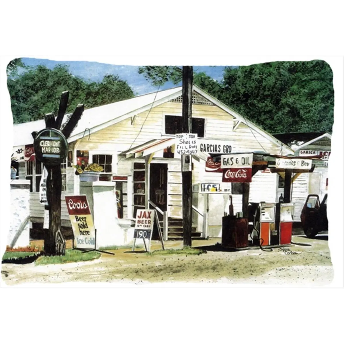 212 MAIN Garcia’s Grocery Motif Decorative Cushion - 12x16 in Polyester Pillow with Handmade Look, Washable Durable Cushions for Indoor Use, Washable Cushions