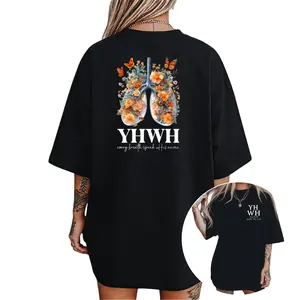 Yahweh Shirts for Christians – Funny Letter Print Short Sleeve Tee