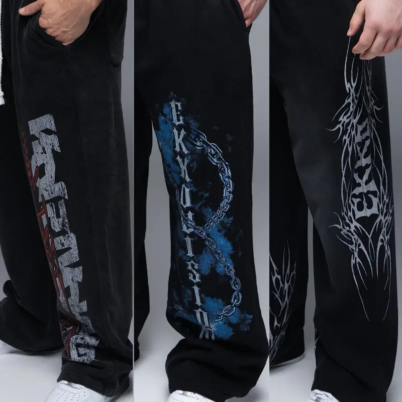 EKKO Oversized Graphic  Acid Wash Fleece Sweatpant