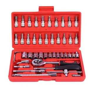 46Pcs 1/4" Ratchet Wrench Combination Package Socket Tool Set Auto Car Repairing