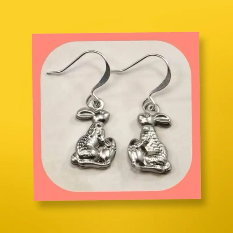 New Adorable 3D Easter Bunny Rabbit With Easter Egg Earrings