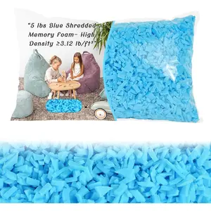 Bean Bag Filler 5lbs Shredded Memory Foam Filling High Density ≥3.12 lb/ft³ Blue Pillow Stuffing for Bean Bag Chair Couch Cushion Dog Bed Stuffed Animals DIY Non-Toxic & Hypoallergenic