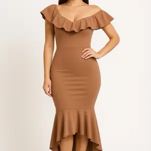 Amanda Dress with Stretch Fabric and Front Cut Design for Stylish Comfort