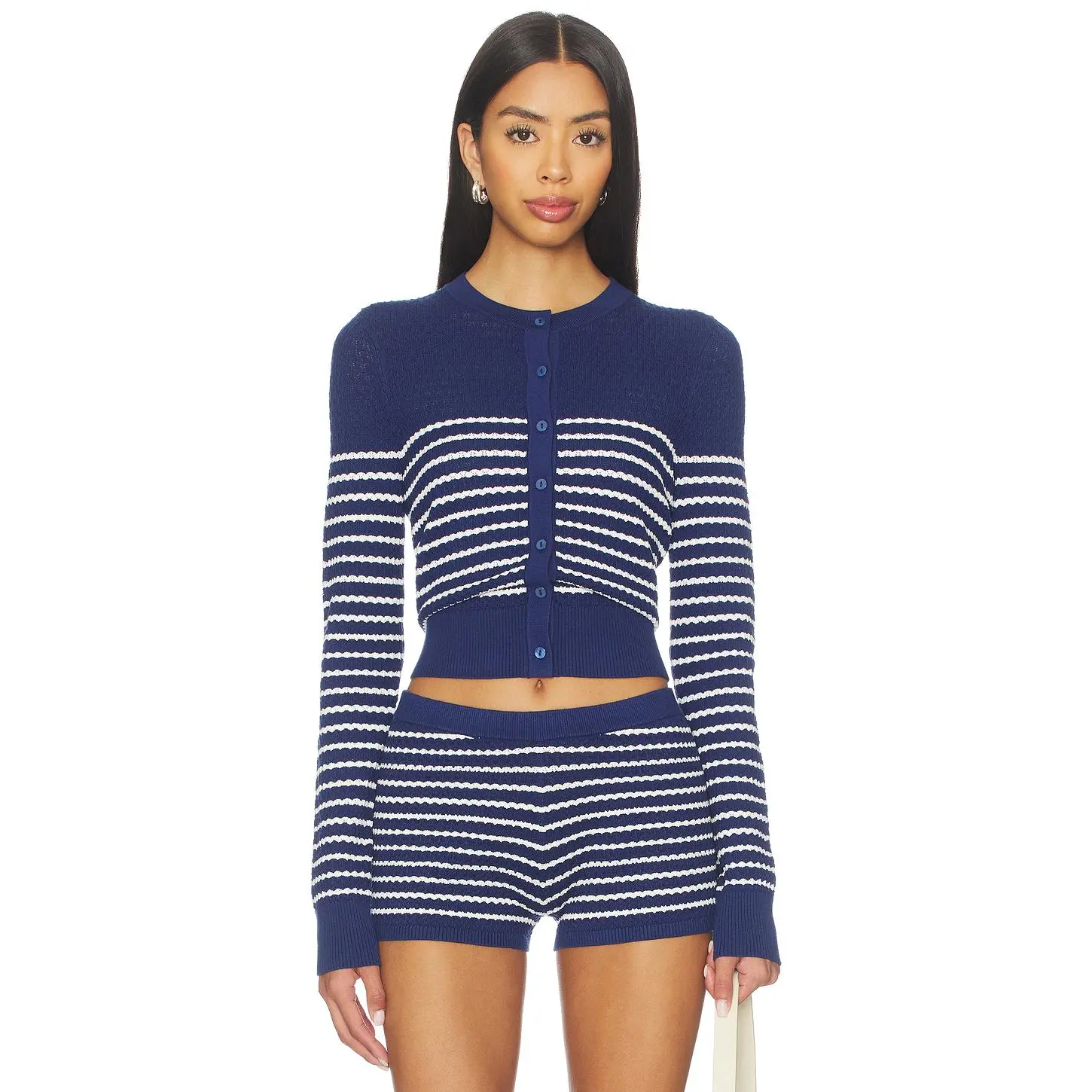 Joe's Jeans The Pointelle Dani Cardigan in Royal Blue & Milk Stripes