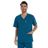 COZYSCRUBS Men's Stretch V-Neck Scrub Top - Caribbean Blue, 3 Pockets, Anti-Wrinkle Workwear Shirt, Casual Shirts for Summer Vibes Uniforms