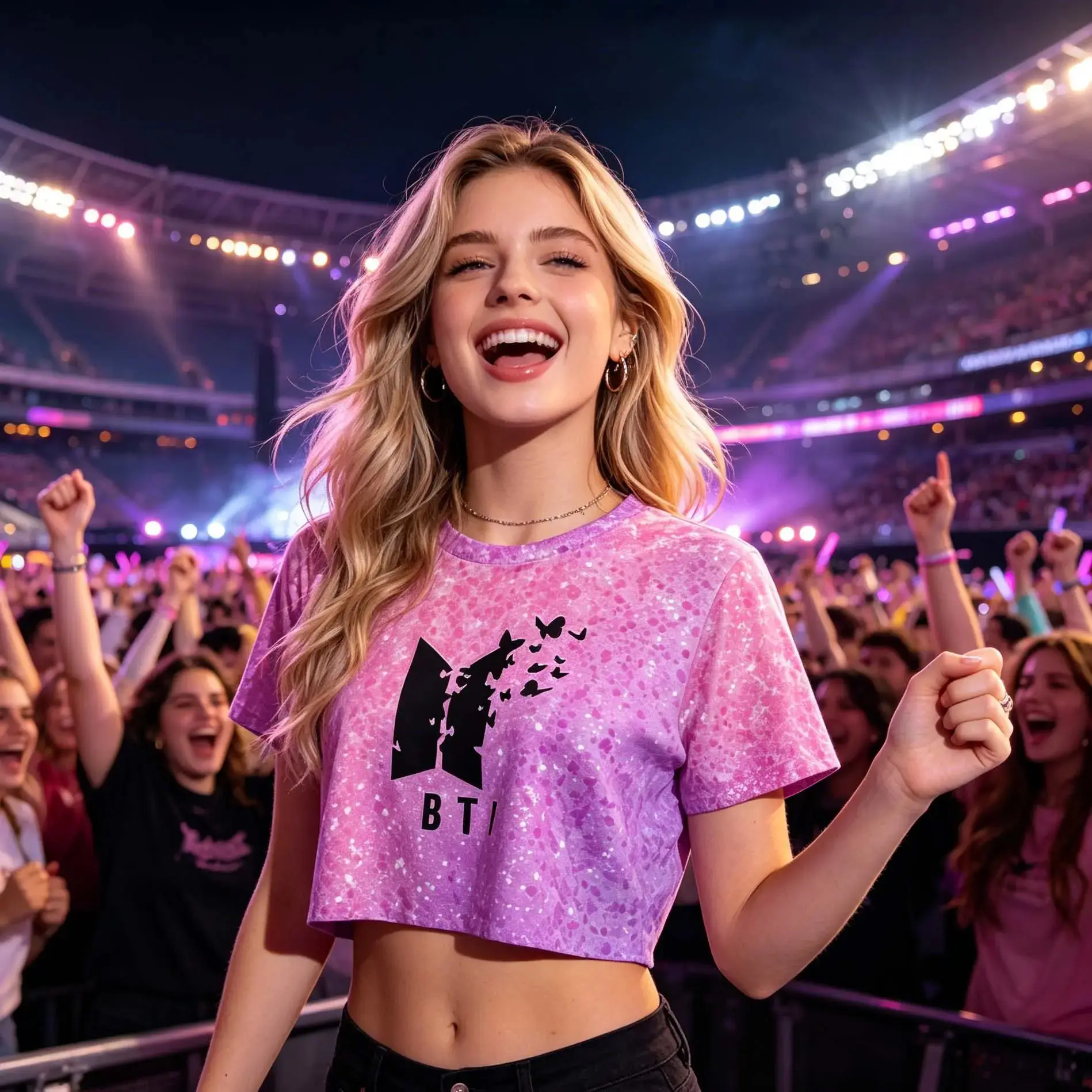 Kpop ARMY We Are Bulletproof Pink Purple Tie Dye Crop Top Returning in 2026 ARIRANG World Tour BT21 Breathable Summer Short Sleeve Crop Shirt, K-Pop Fan Apparel, Trendy Aesthetic Cropped Top for Women