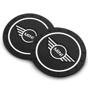 1/2/4Pcs Car Styling PVC Car Non-slip Coaster Mat Water Cup Pad For Mini Cooper One S JCW R53 R55 R56 R60 F55 F56 Countryman Car Accessory Auto Accessories