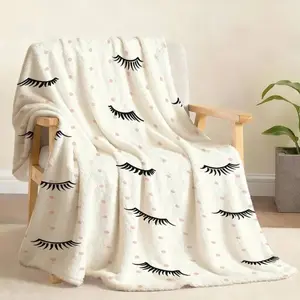Eyelash Blush Dot Flannel Throw Blanket – Soft Warm Cute Girly Blanket for Sofa Bed Sleepover Gif