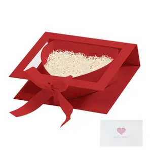 Heart Shaped Gift Boxes with Clear Lids Cardboard Heart Boxes for Flowers, Chocolates, Large Box for Flower Arrangements and Valentine’s Day Presents