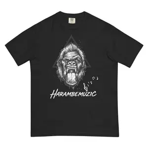 Unisex White Print Harambe Muzic T-shirt