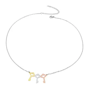 Steel by Design Tri-Color Key Station Necklace Steel by Design Tri-Color Key Station Necklace
