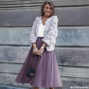 CHICWISH Women's My Secret Garden Tulle Maxi Skirt - A-Line Design with Elastic Waistband & Lining for Festive Outfits & Casual Wear