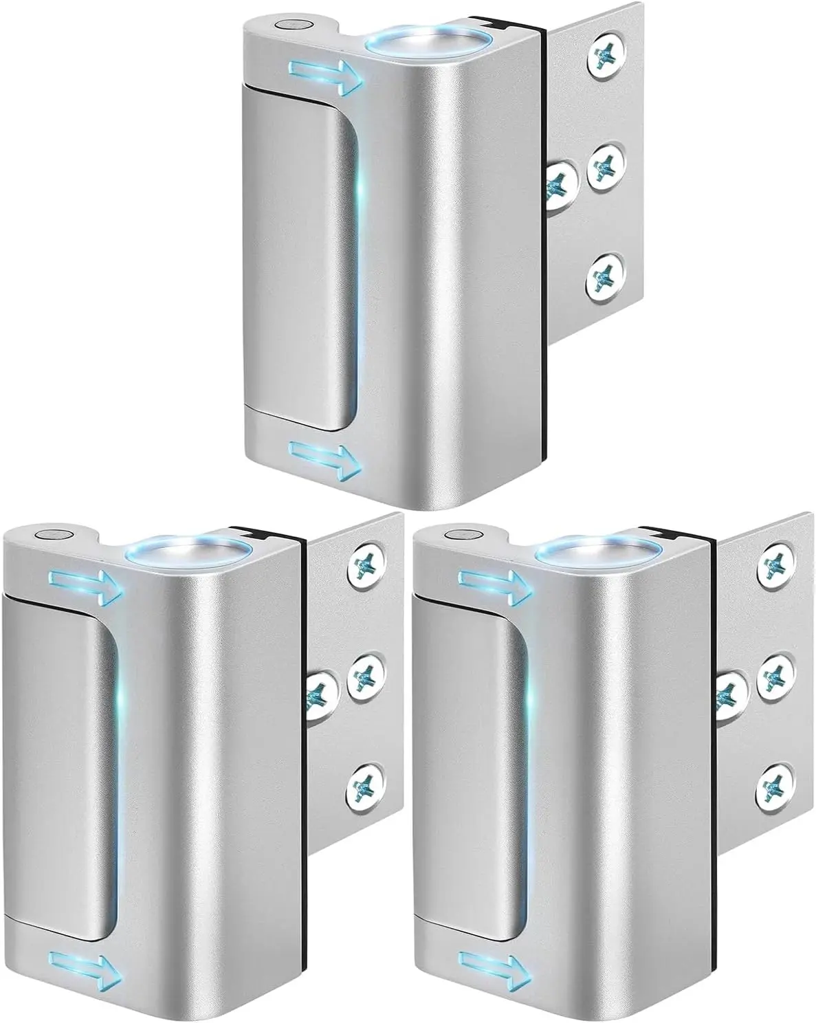 3-Pack Metal Door Security Lock, Burglary Protection Reinforcement Latch, 800lbs Withstand Capacity for Inside Swing Top Front Doors