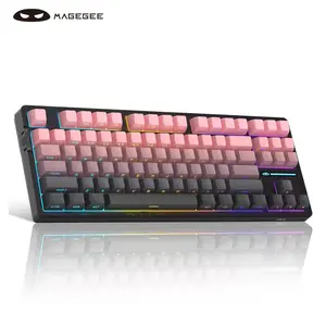 MageGee Light87 Wireless Gaming Keyboard, Rechargeable RGB Tri-mode 2.4G/BT/Type-C Keyboard, Mechanical Keyboard with Side Printing PBT Keycaps, Mechanical Backlit Keyboard