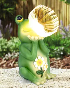 Solar Garden Statue, Frog Garden Statue for Outside Solar Garden Frog with Lights Outdoor Solar Garden Decor Frog Decorations Garden Decor for Outside