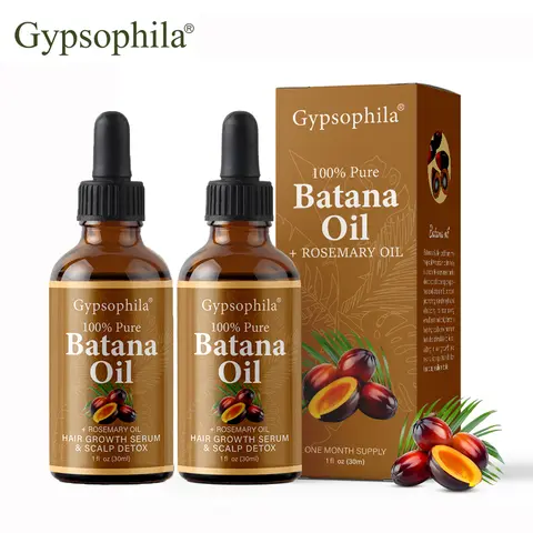 Gypsophila Batana Oil with Rosemary for Hair Growth (2pcs 60 mL)，Nourish Scalp & Detox for Strong &Healthy Hair,  Haircare Rosemary Oil Comfort Strengthening Serum Thickening Nourishing Organic Daily Frizz Moisture  Hydrating Moisturizing