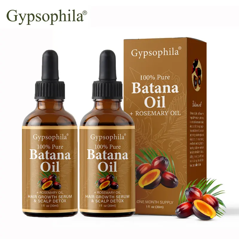 Gypsophila Batana Oil with Rosemary for Hair Growth (2pcs 60 mL)，Nourish Scalp & Detox for Strong &Healthy Hair,  Haircare Rosemary Oil Comfort Strengthening Serum Thickening Nourishing Organic Daily Frizz Moisture  Hydrating Moisturizing