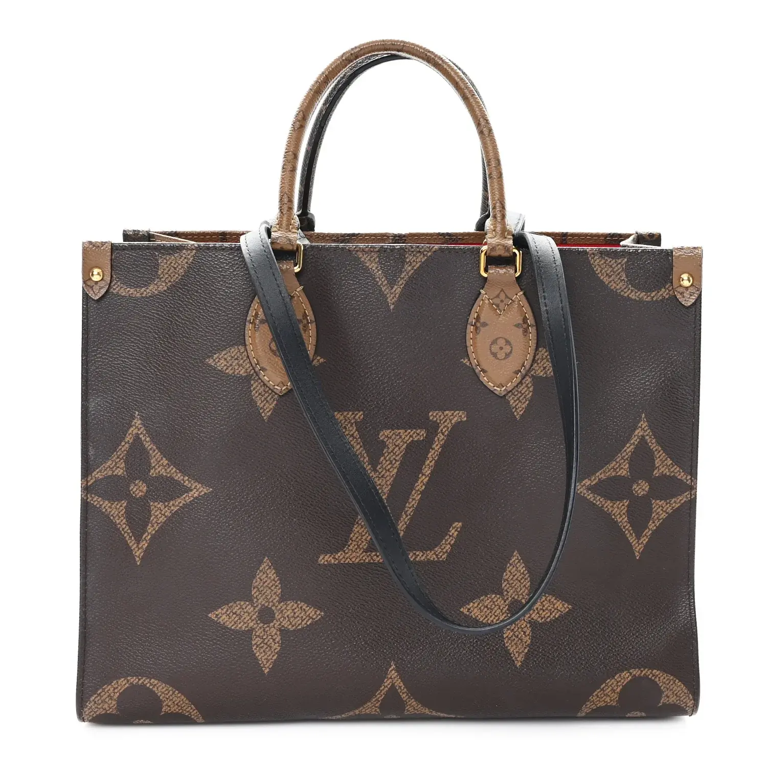 Pre-owned Louis Vuitton Coated Canvas Shoulder Bags Reverse Monogram Giant Onthego MM